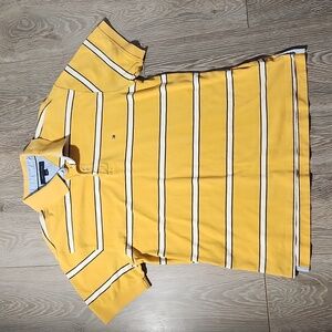 Vintage Tommy Hilfiger striped polo mens Large yellow, white, blue